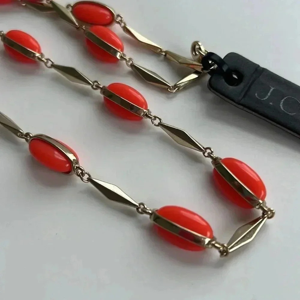 J. Crew Orange and Silver Statement Necklace